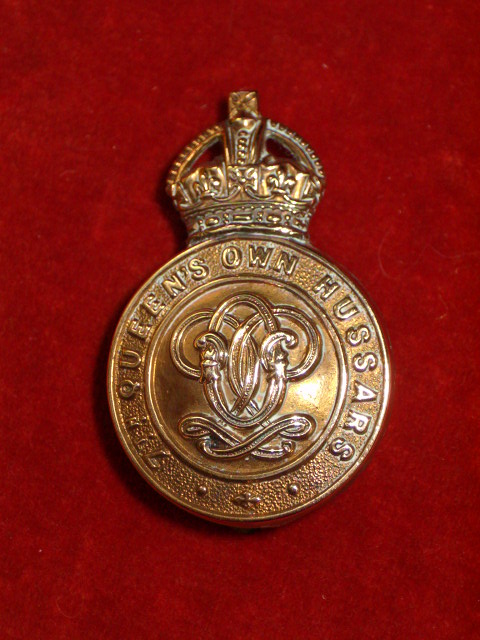 7th Hussars All-Brass Cap Badge